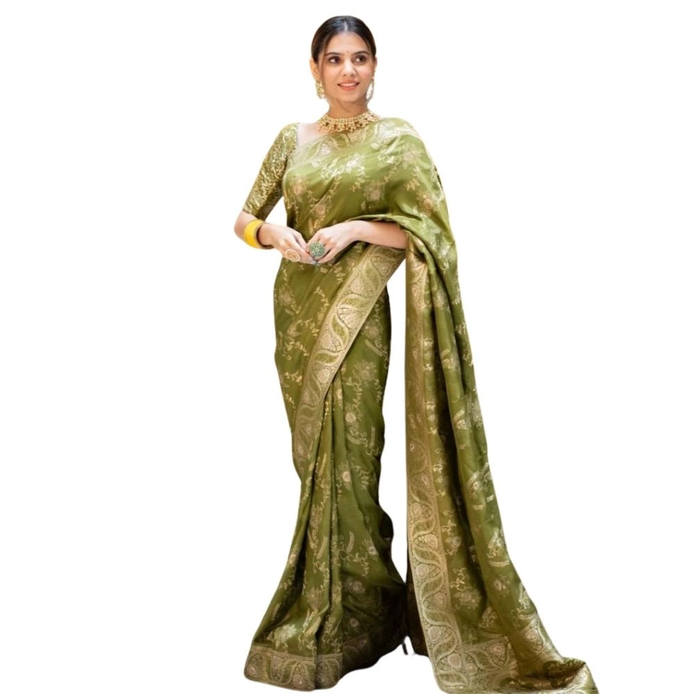 Magnificent Women's Silk Printed Saree With Blouse Piece