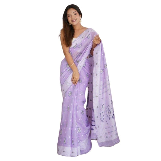 Alluring Women's Cotton Printed Saree With Blouse Piece