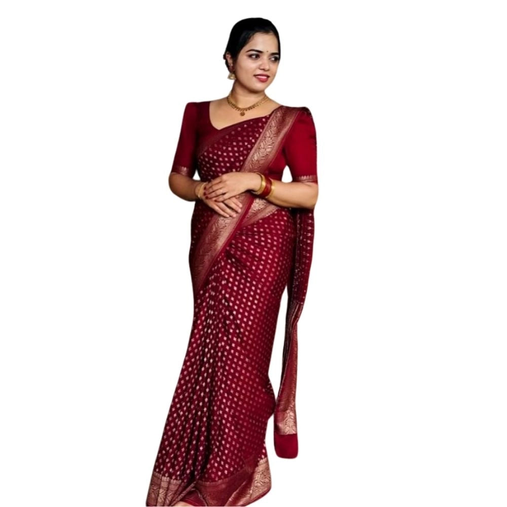 Gorgeous Women's Silk Printed Saree With Blouse Piece