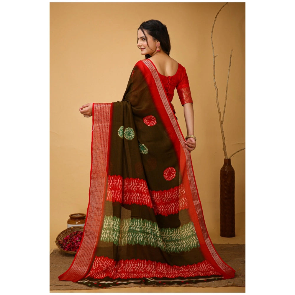 Casual Women's Soft Blooming Marshmallow Fabric Kalamkari Printed Saree With Blouse Piece