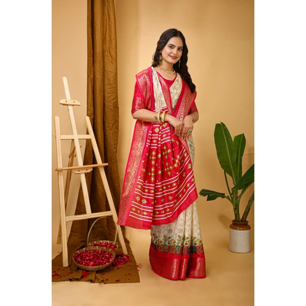 Astonishing Women's Soft Dola Cotton Kalamkari Printed Saree With Blouse Piece