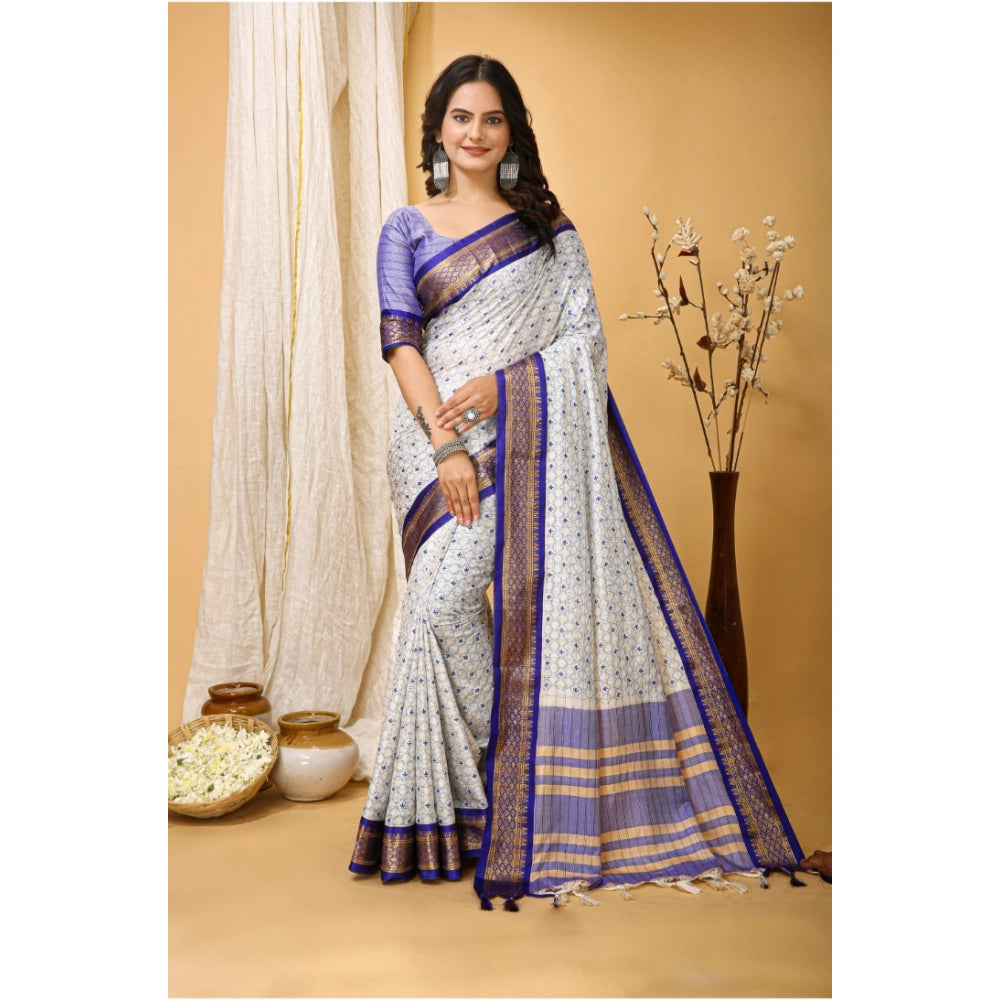 Embellished Women's Soft Cotton Silk Printed Saree With Blouse Piece