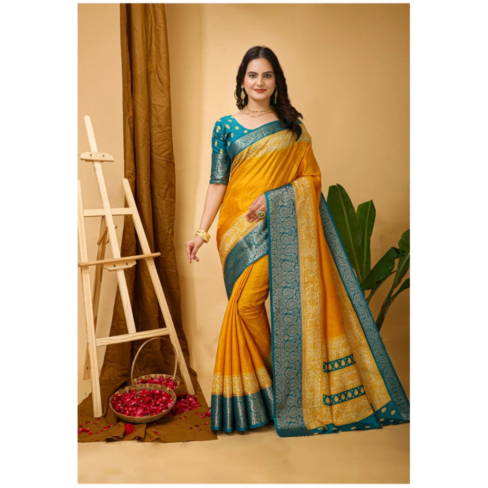 Astonishing Women's Soft Dola Cotton Kalamkari Printed Saree With Blouse Piece