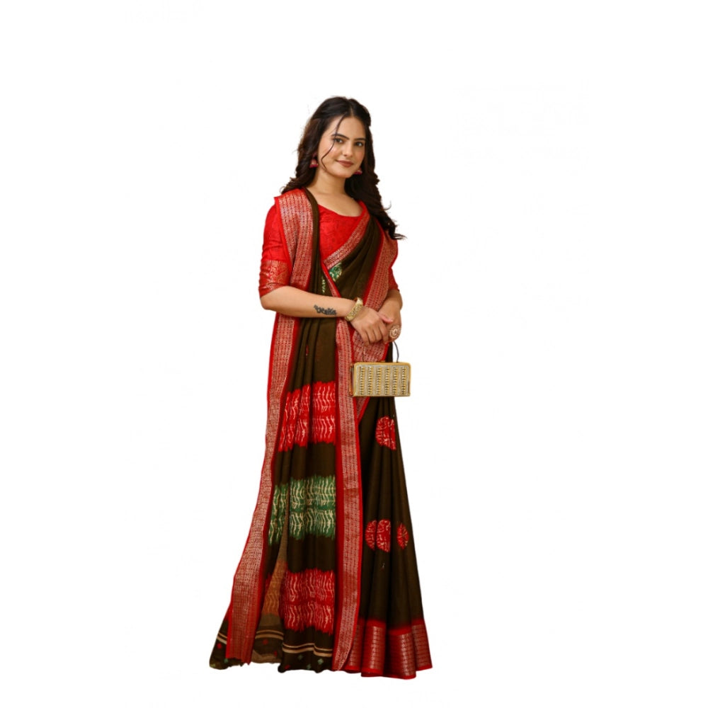 Casual Women's Soft Blooming Marshmallow Fabric Kalamkari Printed Saree With Blouse Piece