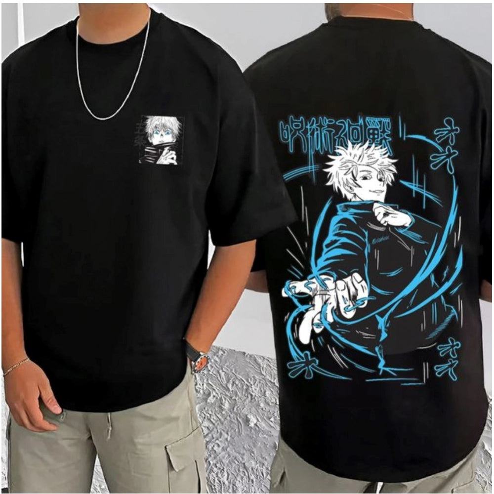 Men's Casual Cotton Blend Printed Round Neck Half Sleeve T Shirt