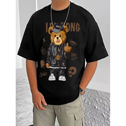 Men's Casual Cotton Blend Printed Round Neck Half Sleeve T Shirt