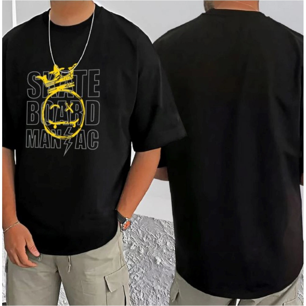 Men's Casual Cotton Blend Printed Round Neck Half Sleeve T Shirt