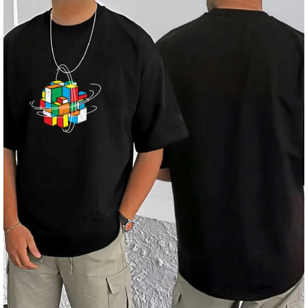 Men's Casual Cotton Blend Printed Round Neck Half Sleeve T Shirt