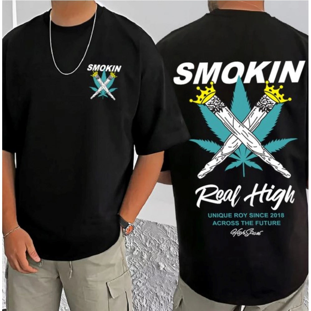Men's Casual Cotton Blend Printed Round Neck Half Sleeve T Shirt