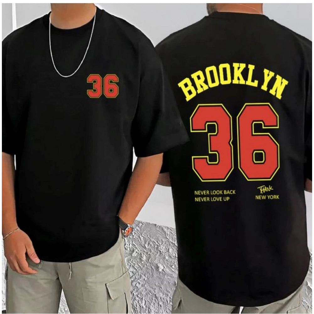 Men's Casual Cotton Blend Printed Round Neck Half Sleeve T Shirt