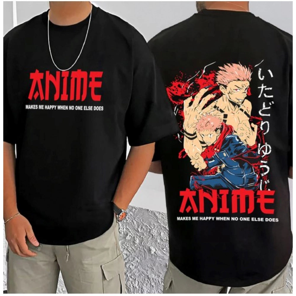 Men's Casual Cotton Blend Printed Round Neck Half Sleeve T Shirt