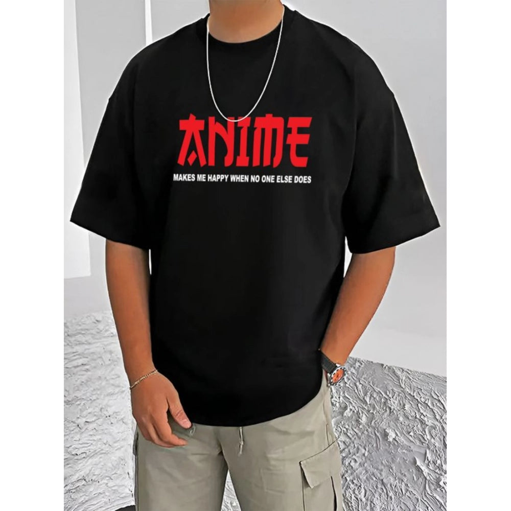 Men's Casual Cotton Blend Printed Round Neck Half Sleeve T Shirt