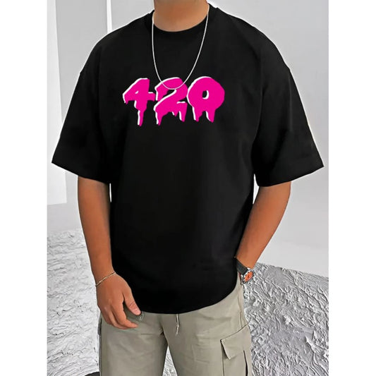 Men's Casual Cotton Blend Printed Round Neck Half Sleeve T Shirt