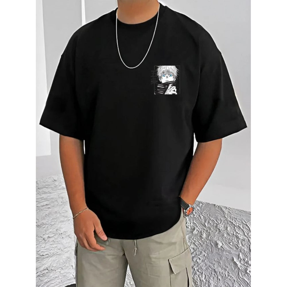 Men's Casual Cotton Blend Printed Round Neck Half Sleeve T Shirt
