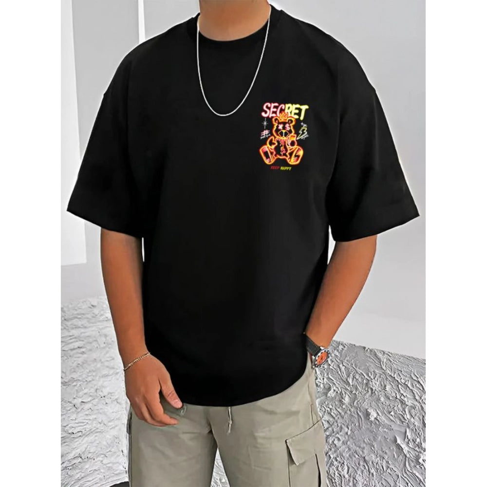 Men's Casual Cotton Blend Printed Round Neck Half Sleeve T Shirt