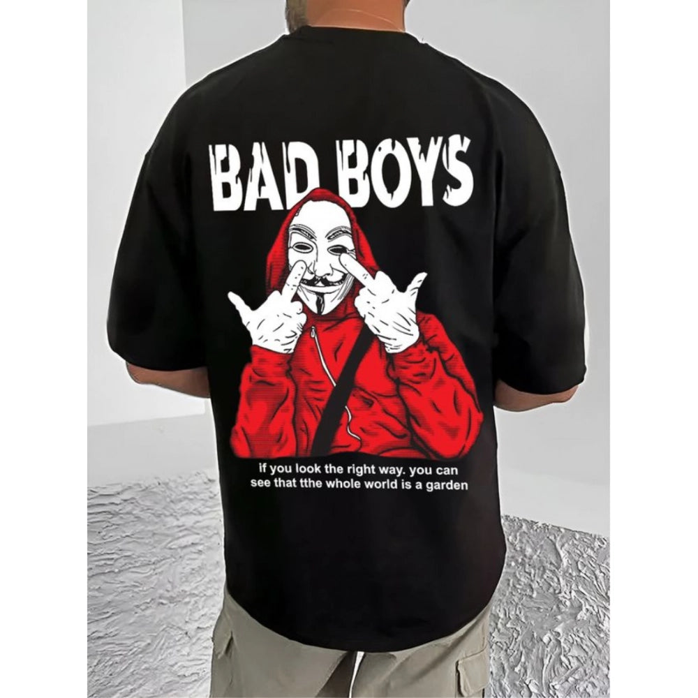 Men's Casual Cotton Blend Printed Round Neck Half Sleeve T Shirt