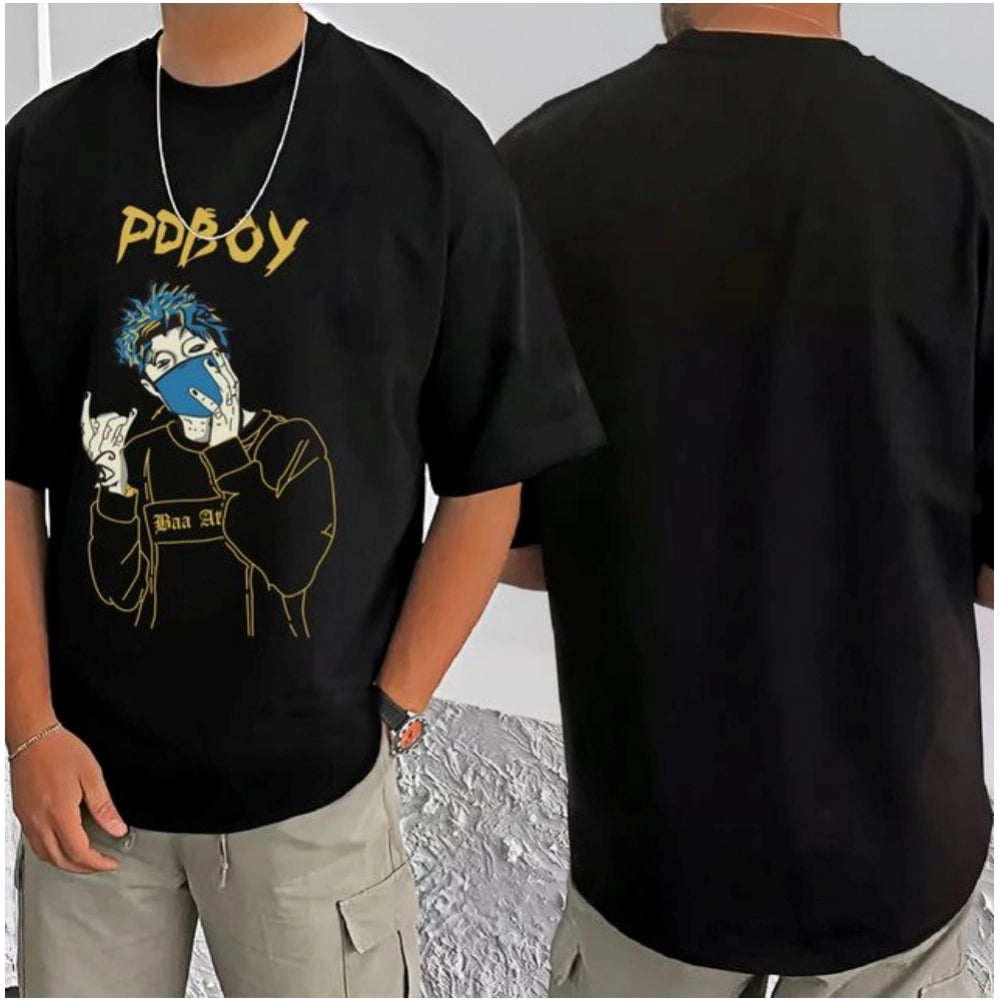 Men's Casual Cotton Blend Printed Round Neck Half Sleeve T Shirt