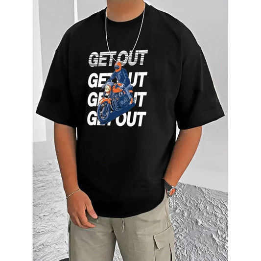 Men's Casual Cotton Blend Printed Round Neck Half Sleeve T Shirt