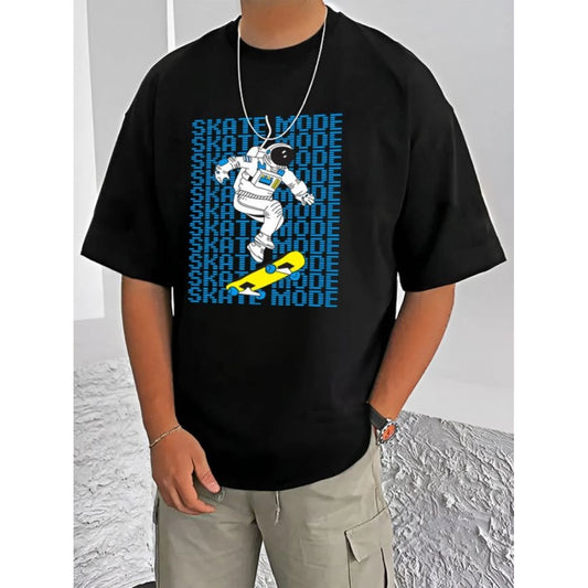 Men's Casual Cotton Blend Printed Round Neck Half Sleeve T Shirt