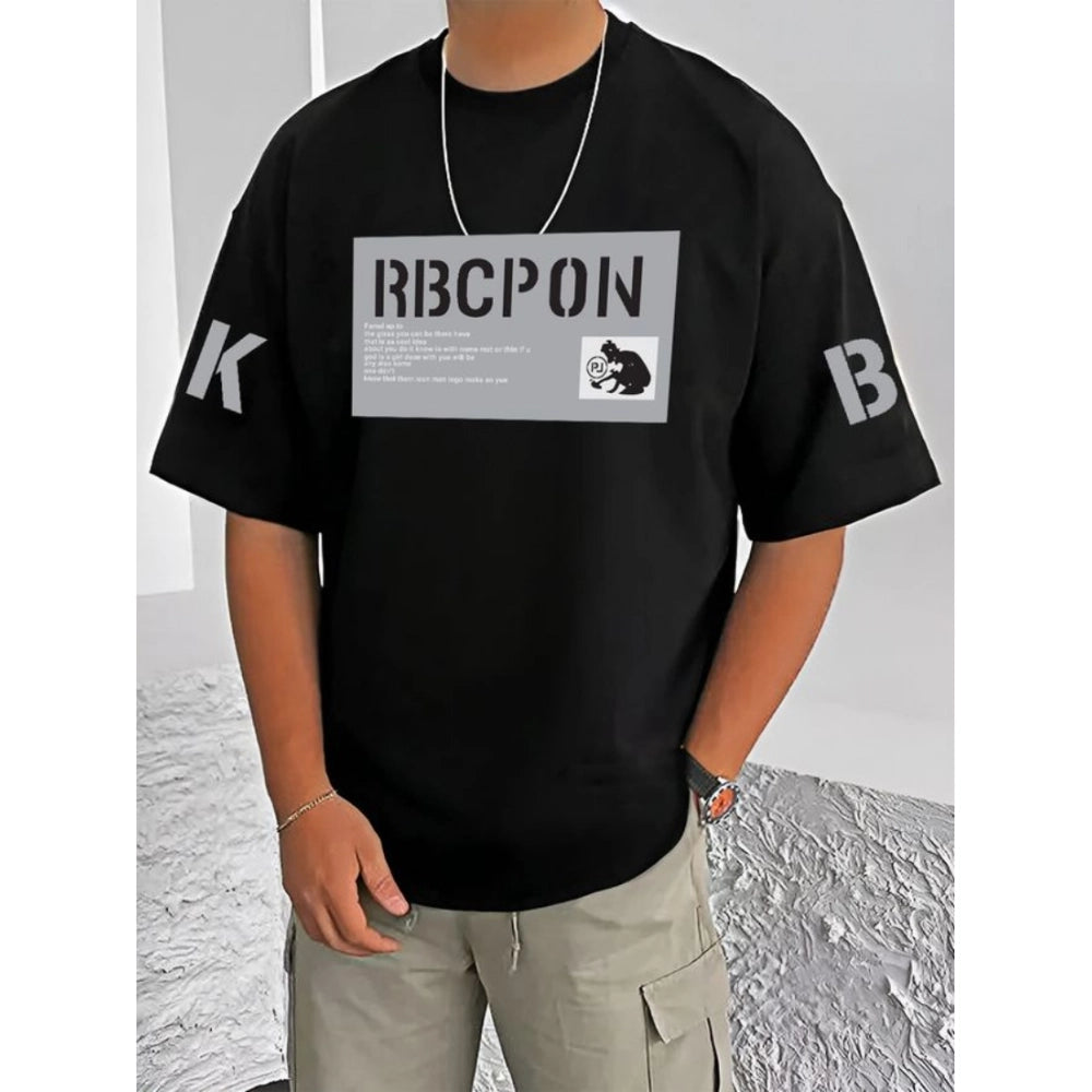 Men's Casual Cotton Blend Printed Round Neck Half Sleeve T Shirt