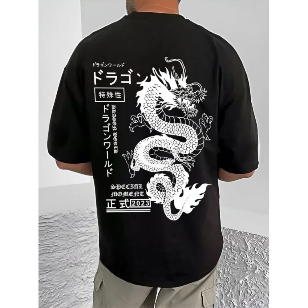 Men's Casual Cotton Blend Printed Round Neck Half Sleeve T Shirt