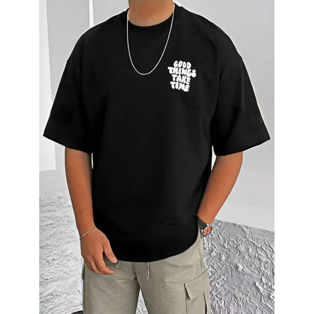 Men's Casual Cotton Blend Printed Round Neck Half Sleeve T Shirt