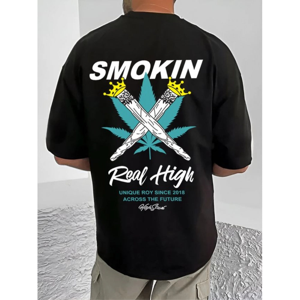 Men's Casual Cotton Blend Printed Round Neck Half Sleeve T Shirt