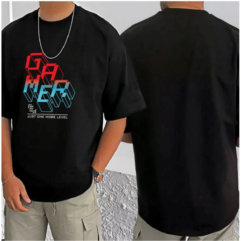 Men's Casual Cotton Blend Printed Round Neck Half Sleeve T Shirt