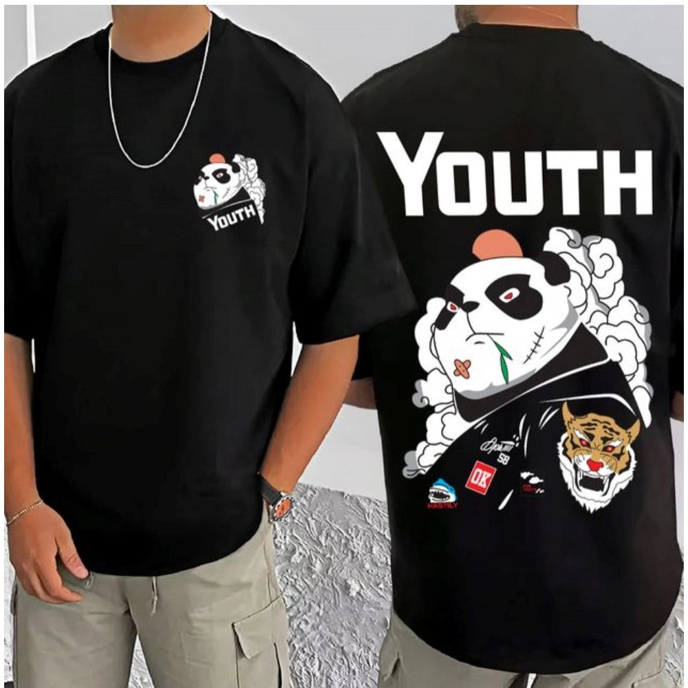 Men's Casual Cotton Blend Printed Round Neck Half Sleeve T Shirt