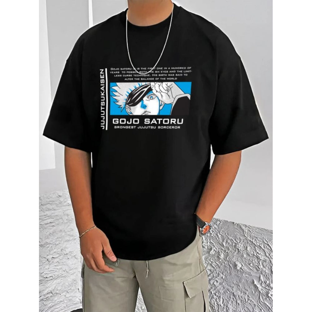Men's Casual Cotton Blend Printed Round Neck Half Sleeve T Shirt