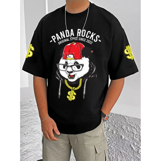 Men's Casual Cotton Blend Printed Round Neck Half Sleeve T Shirt