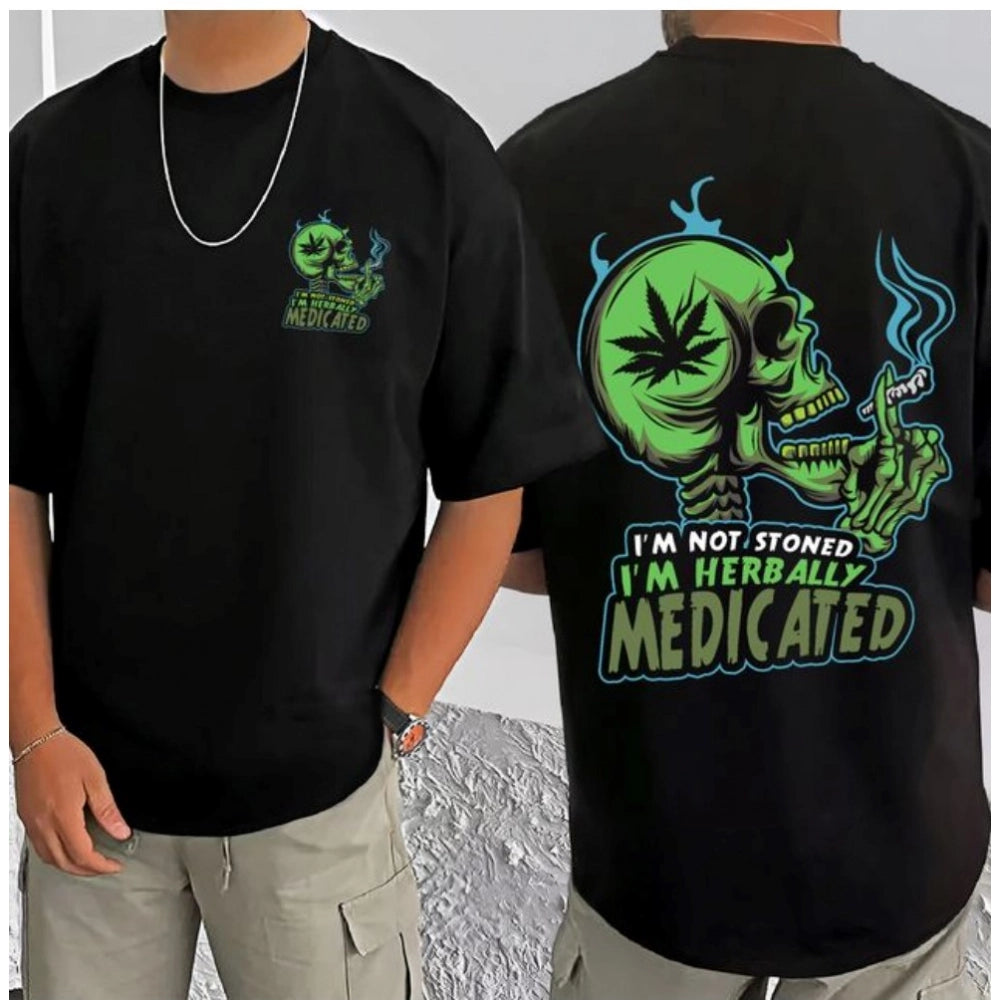 Men's Casual Cotton Blend Printed Round Neck Half Sleeve T Shirt