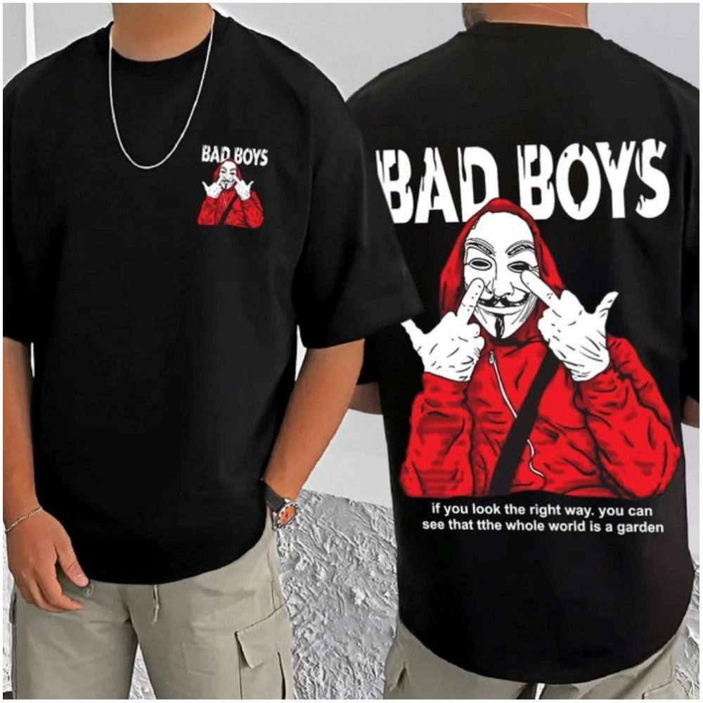 Men's Casual Cotton Blend Printed Round Neck Half Sleeve T Shirt