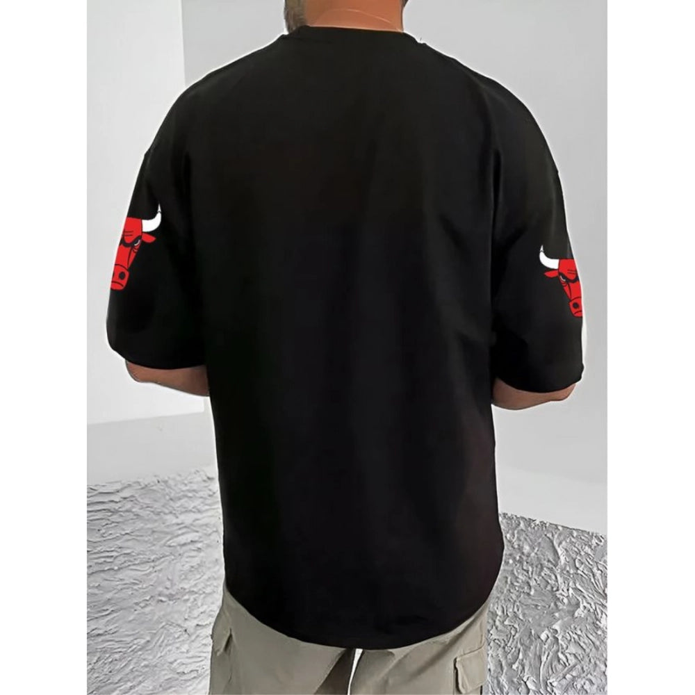 Men's Casual Cotton Blend Printed Round Neck Half Sleeve T Shirt