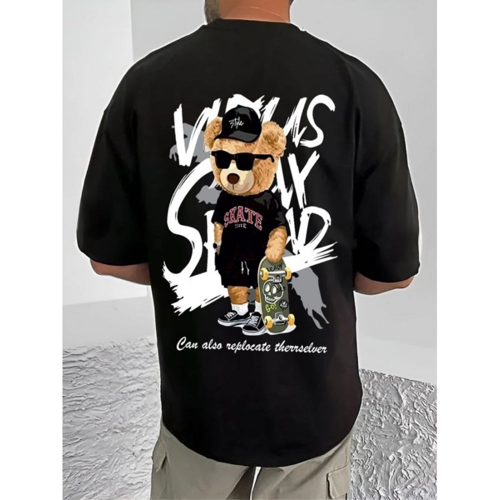 Men's Casual Cotton Blend Printed Round Neck Half Sleeve T Shirt
