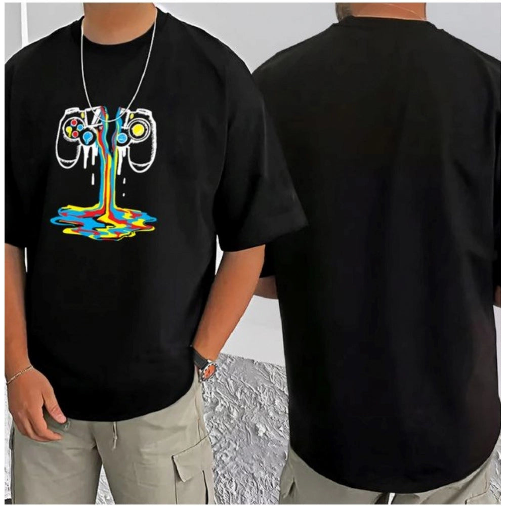 Men's Casual Cotton Blend Printed Round Neck Half Sleeve T Shirt