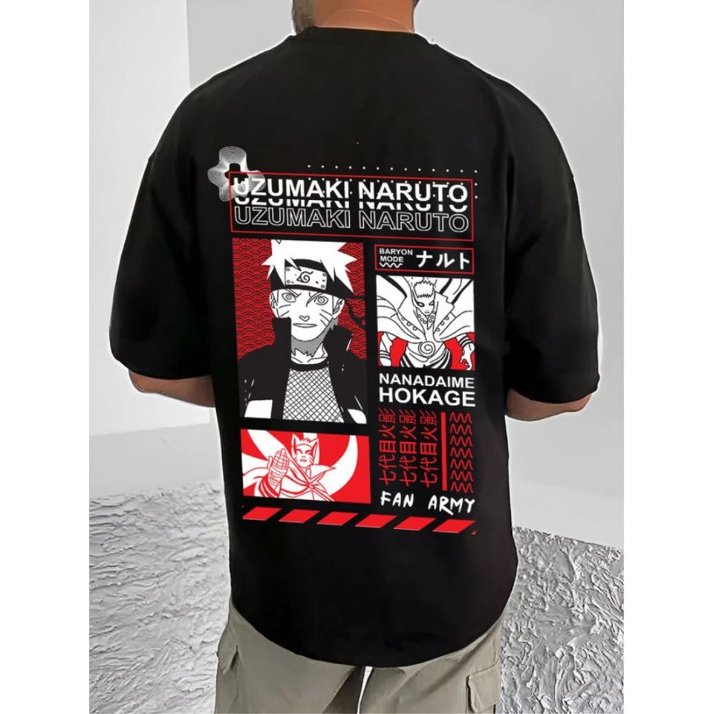 Men's Casual Cotton Blend Printed Round Neck Half Sleeve T Shirt