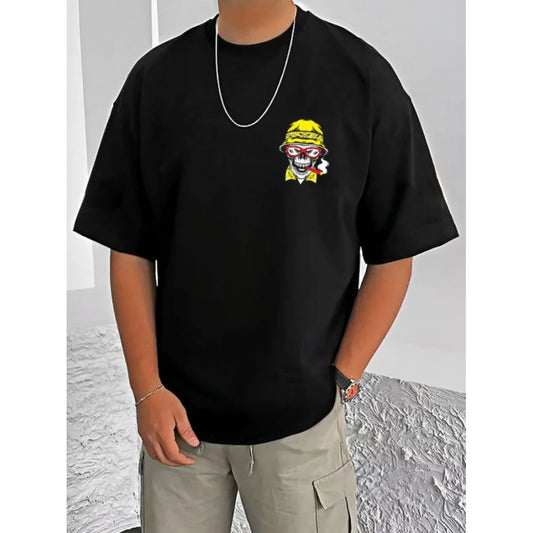 Men's Casual Cotton Blend Printed Round Neck Half Sleeve T Shirt