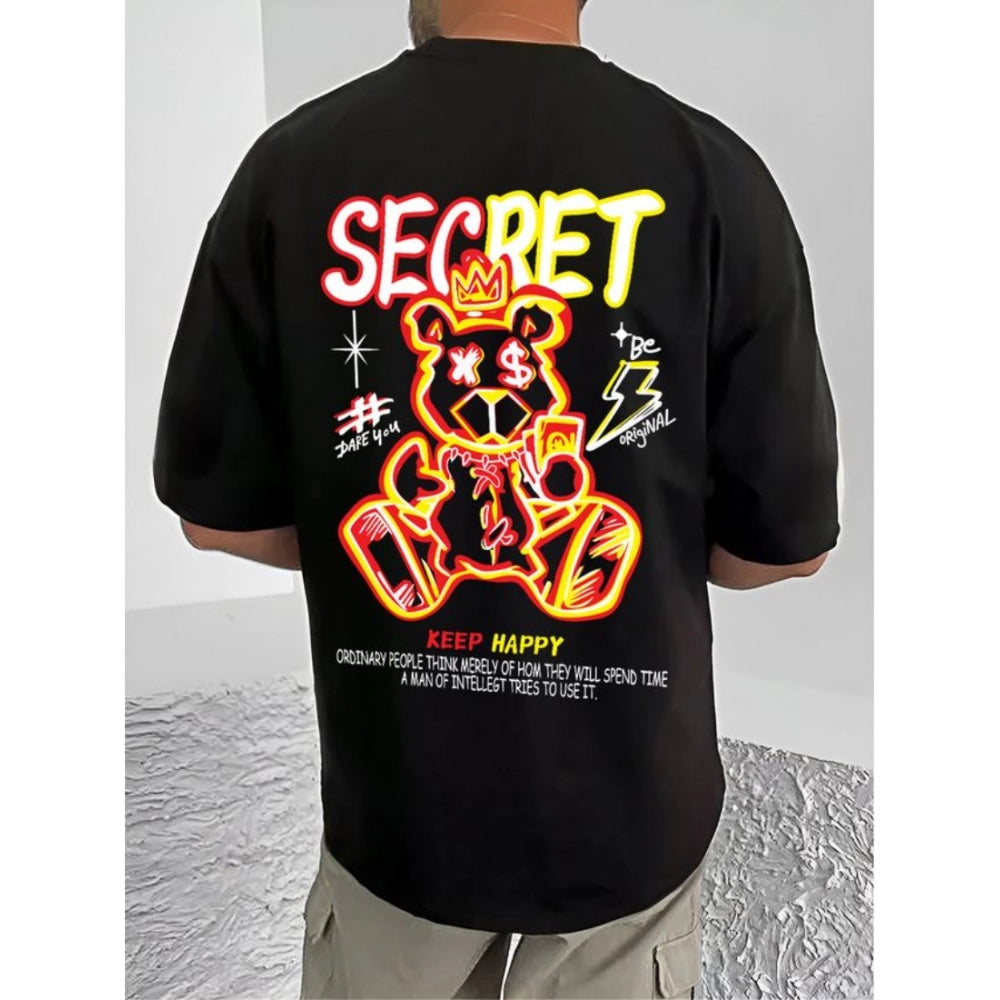 Men's Casual Cotton Blend Printed Round Neck Half Sleeve T Shirt