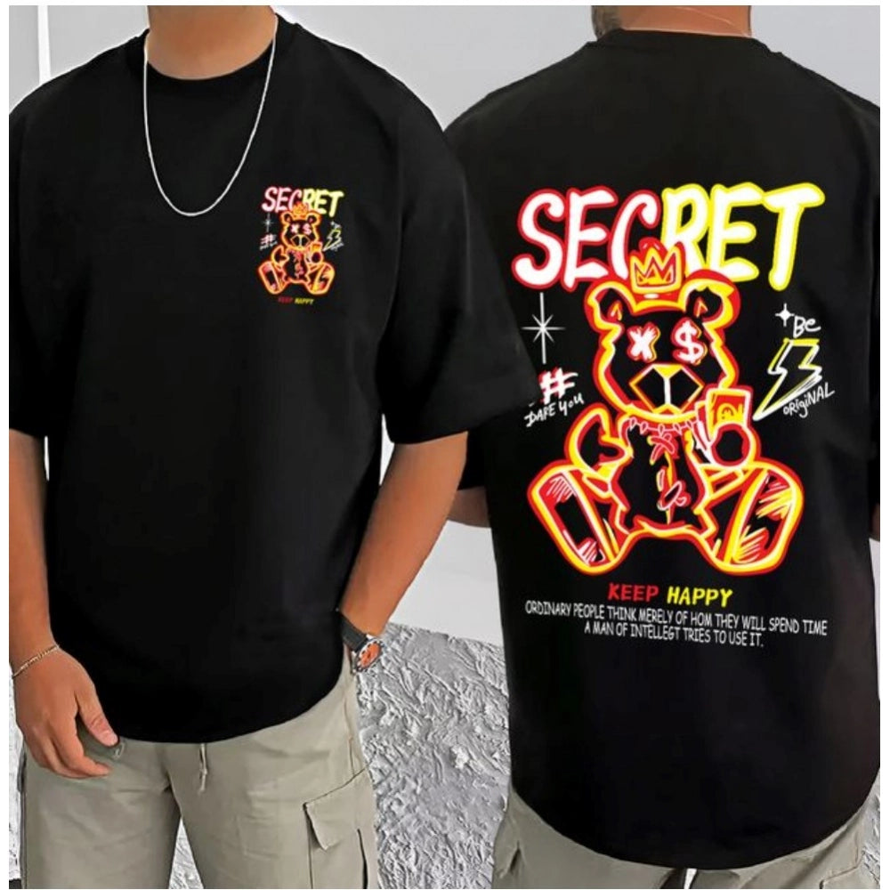 Men's Casual Cotton Blend Printed Round Neck Half Sleeve T Shirt