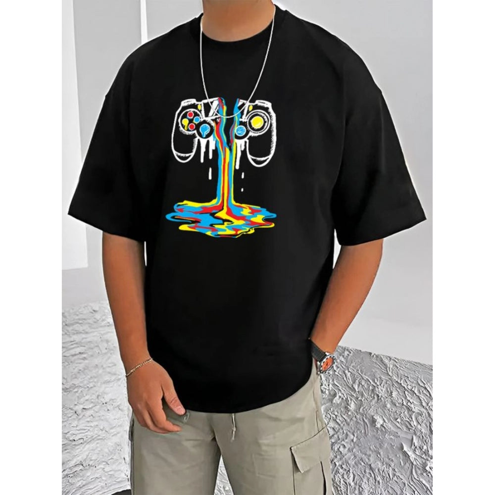 Men's Casual Cotton Blend Printed Round Neck Half Sleeve T Shirt
