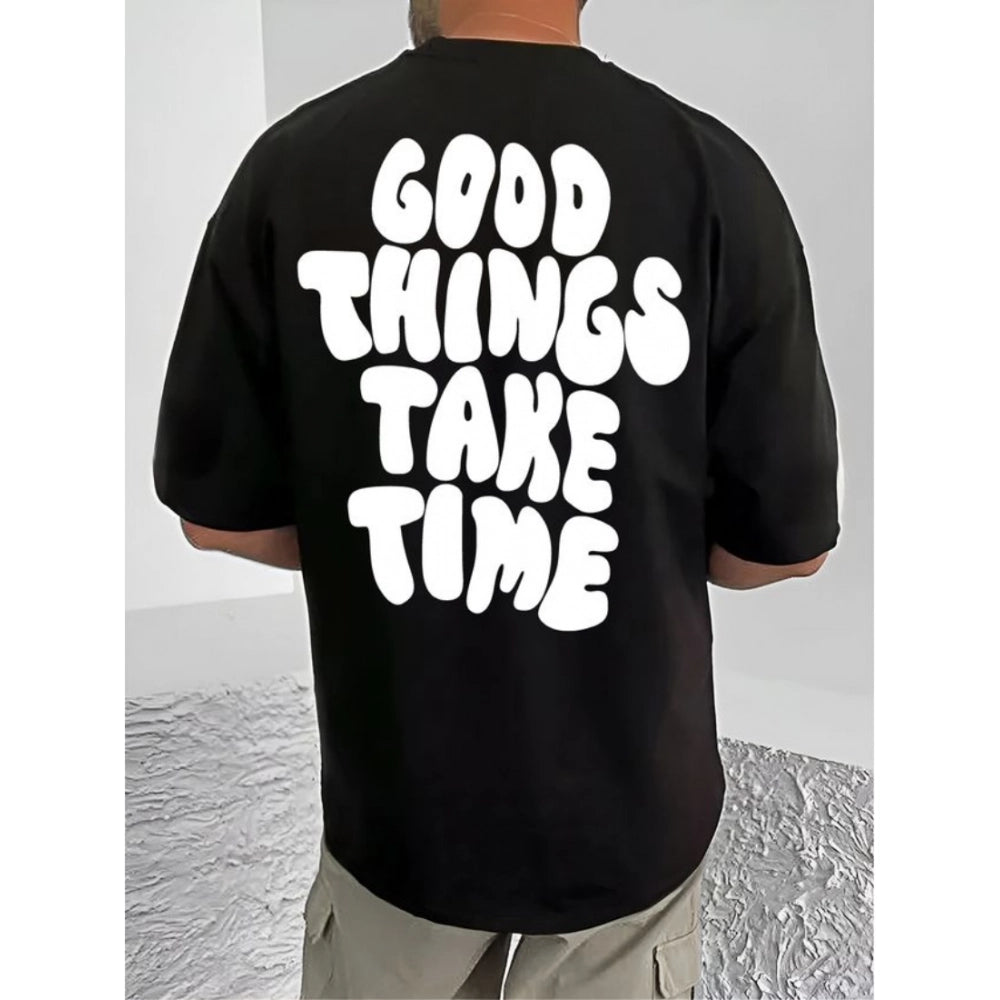 Men's Casual Cotton Blend Printed Round Neck Half Sleeve T Shirt