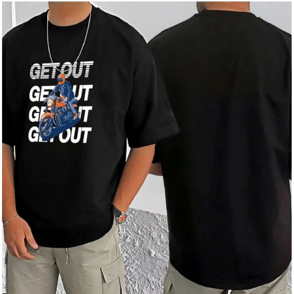 Men's Casual Cotton Blend Printed Round Neck Half Sleeve T Shirt