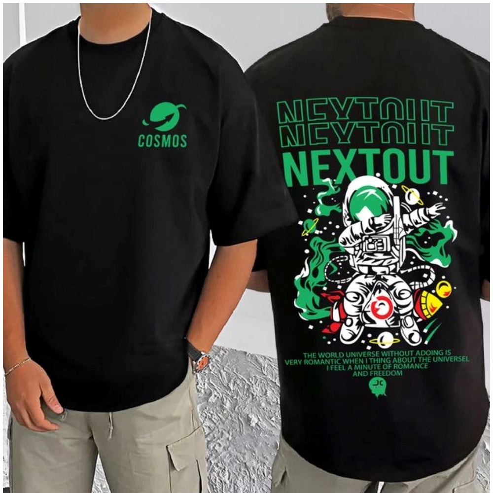 Men's Casual Cotton Blend Printed Round Neck Half Sleeve T Shirt