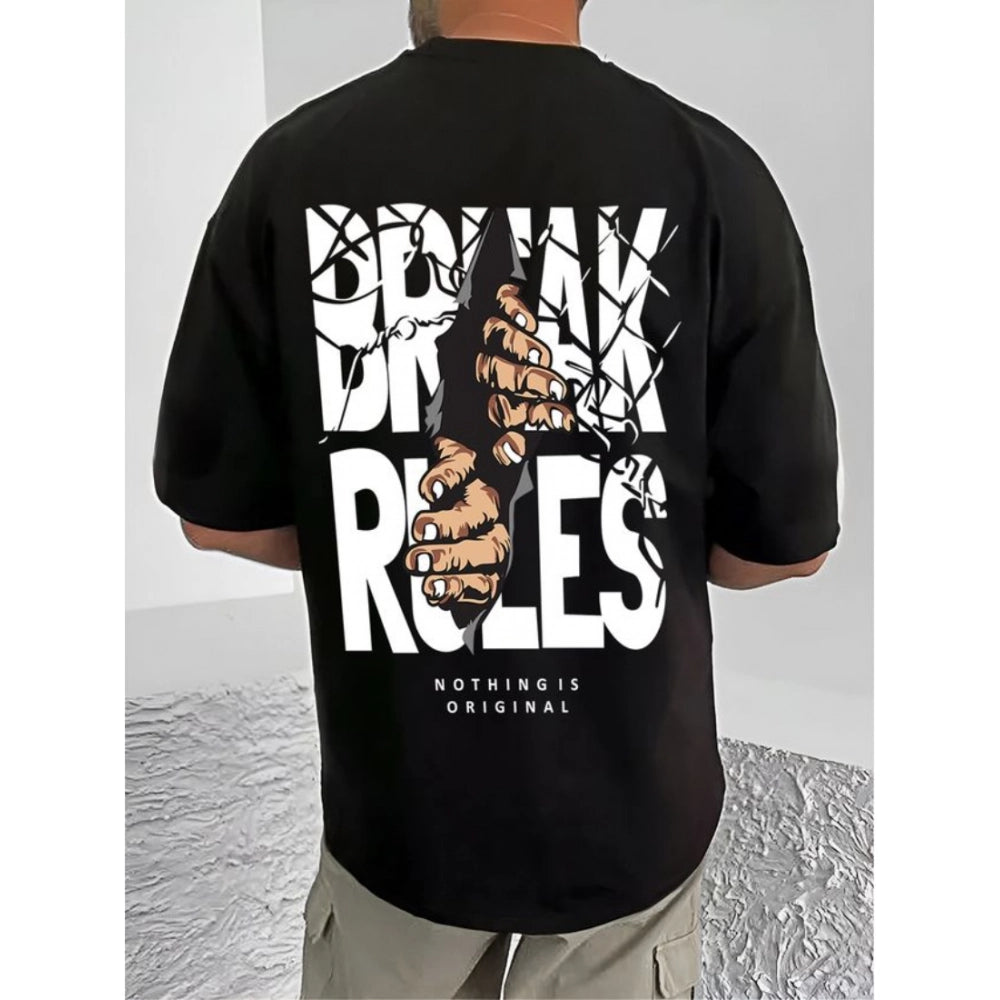Men's Casual Cotton Blend Printed Round Neck Half Sleeve T Shirt
