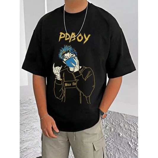 Men's Casual Cotton Blend Printed Round Neck Half Sleeve T Shirt