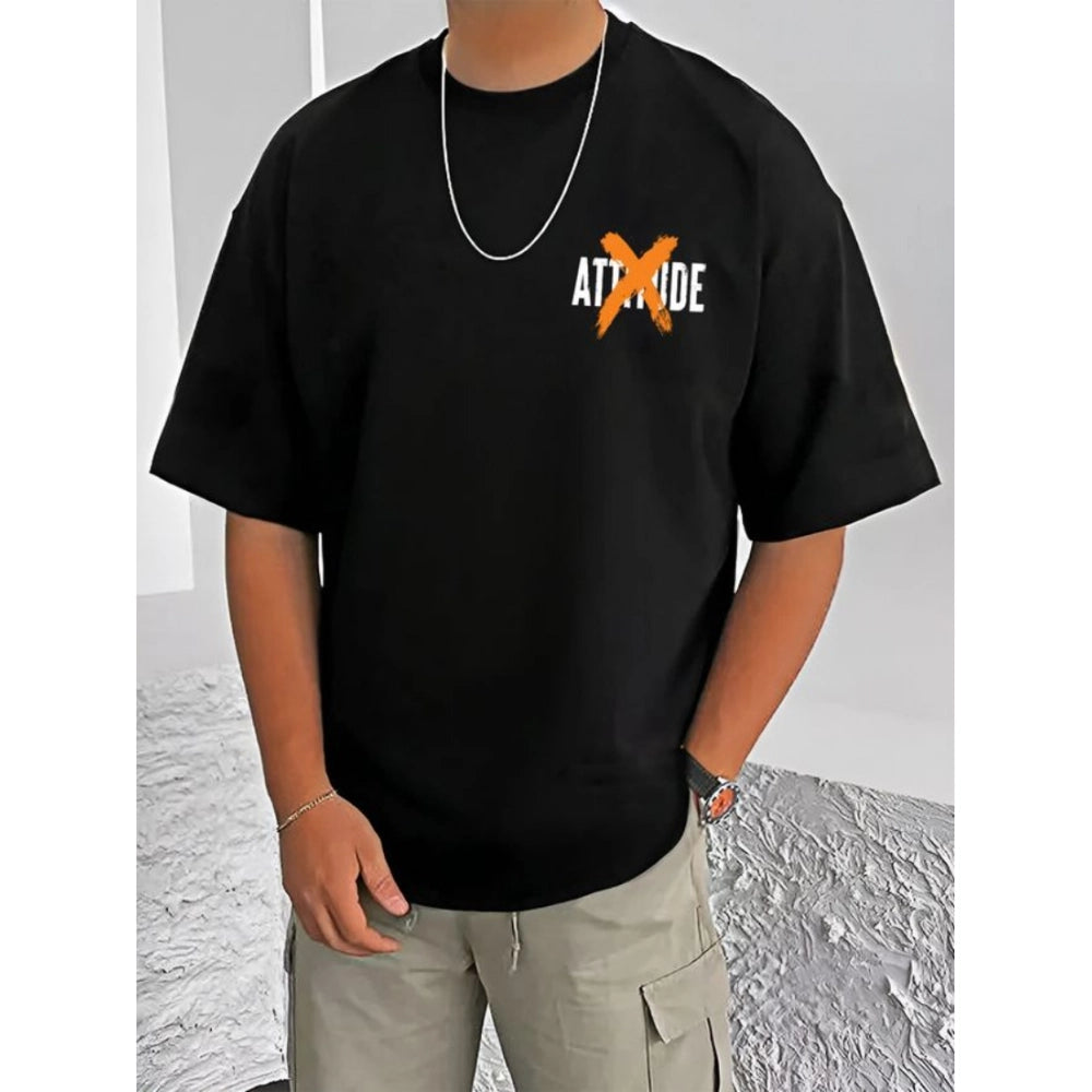 Men's Casual Cotton Blend Printed Round Neck Half Sleeve T Shirt