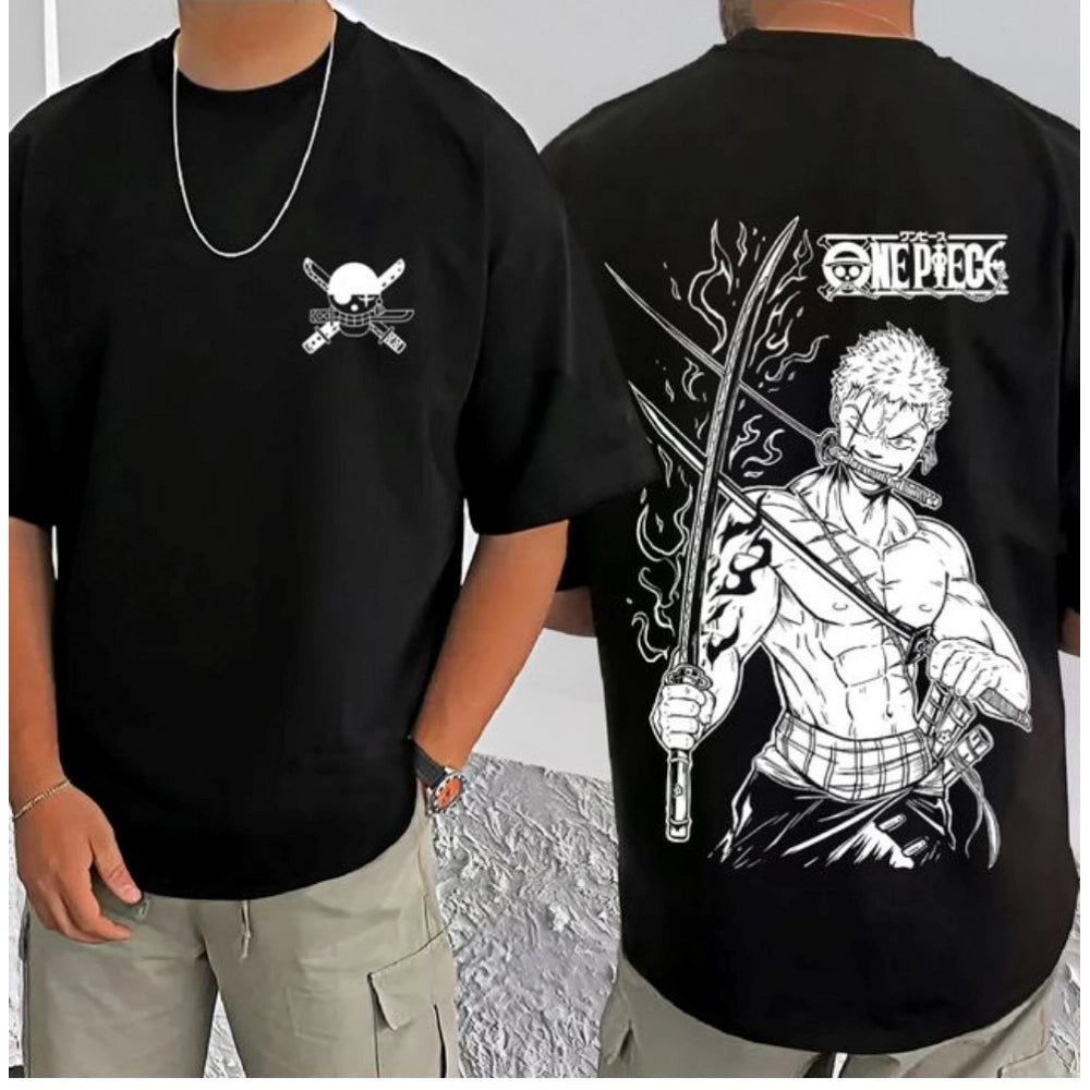 Men's Casual Cotton Blend Printed Round Neck Half Sleeve T Shirt