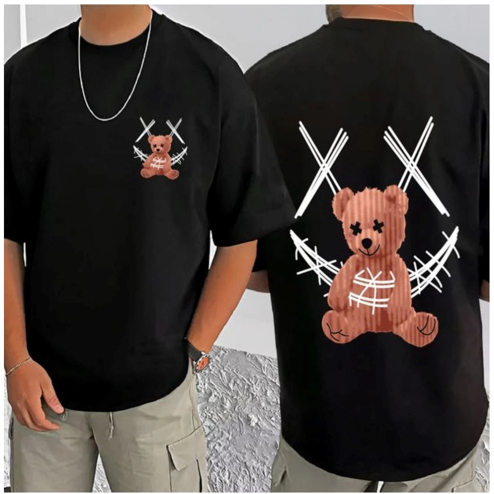 Men's Casual Cotton Blend Printed Round Neck Half Sleeve T Shirt