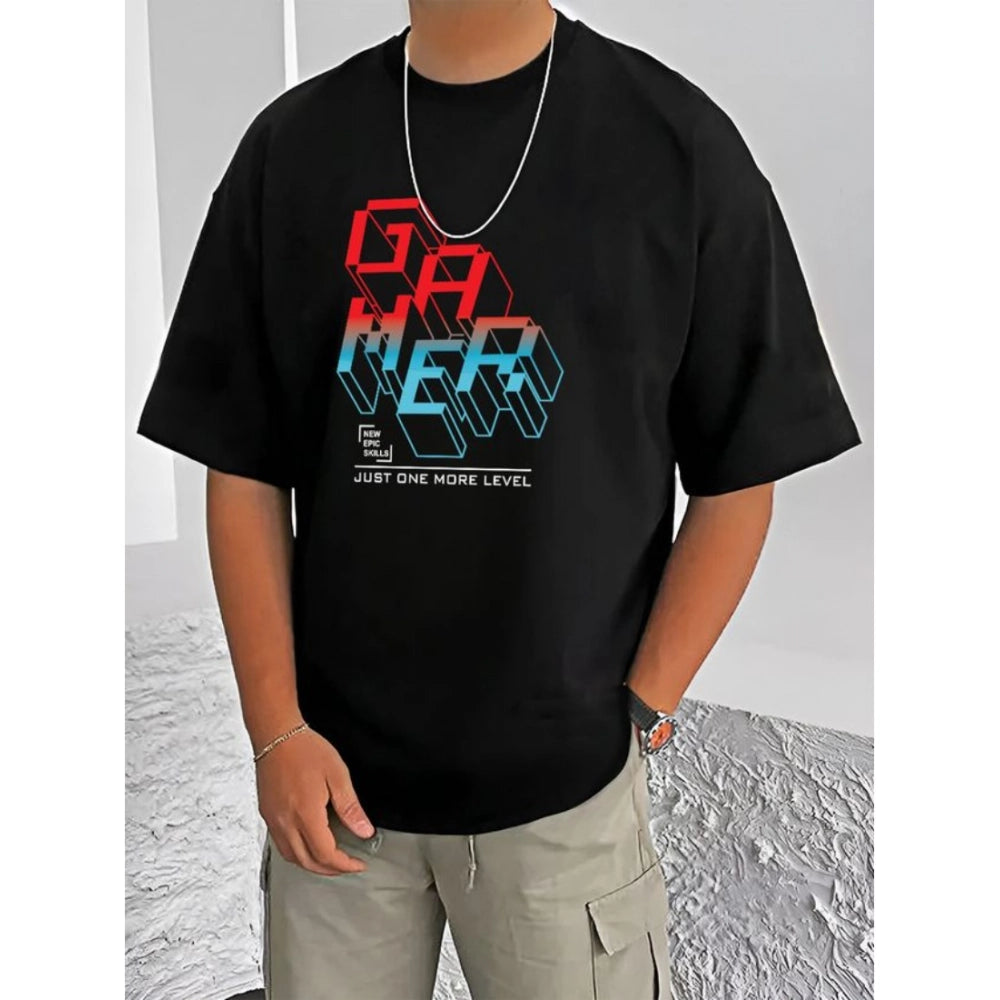 Men's Casual Cotton Blend Printed Round Neck Half Sleeve T Shirt